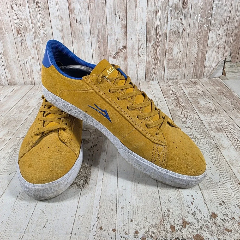 Lakai Newport Mens Suede Skate Shoes Mustard Yellow Blue MS120-0245 Size 13